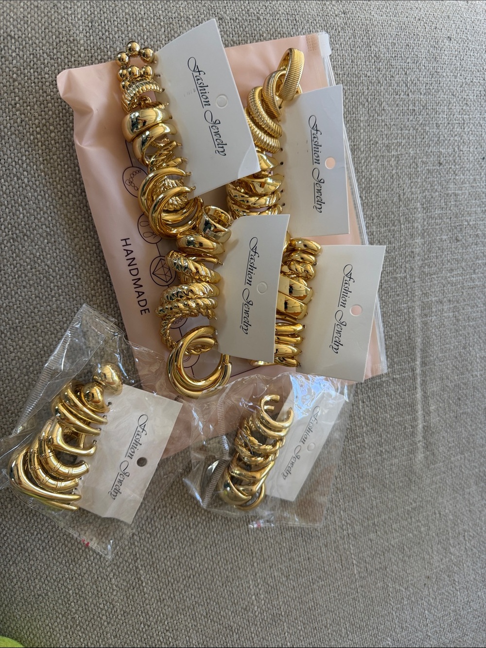 Gold Fashion Jewelry Earring and Hoop Set - Elegant Gold-Tone Pieces